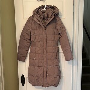 Women's Quilted Hooded Coat - Taupe